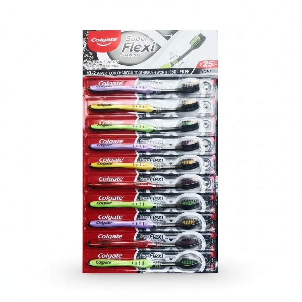 CEP COLGATE SUPER FLEXI CHARCOAL - TIRA 12 UN
